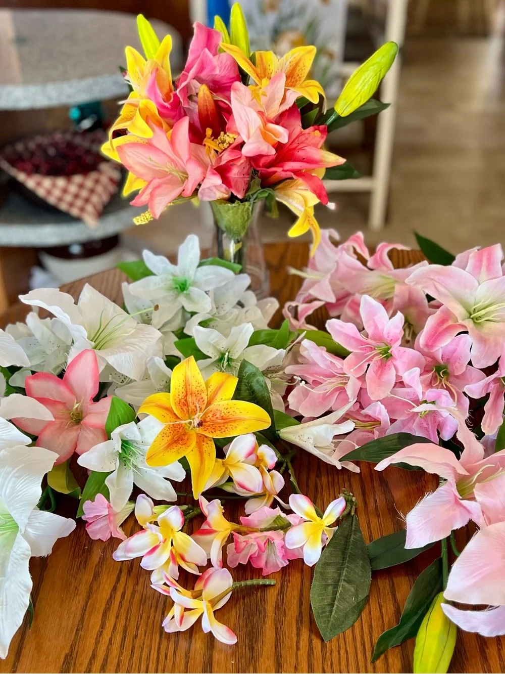 Artificial Mixed Lily Bundle - Pink, Yellow, White -